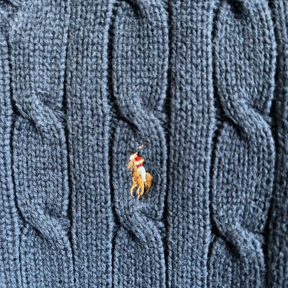 Polo Ralph Lauren Boys Cable-Knit Sweater Vest - Size 4/4T - Navy with Pony Logo - Picture 3 of 4